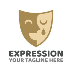 Expression mask logo template. Artistic multipurpose vector logo template for everything related to entertainment, mental health, art, etc.