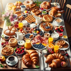 Gastronomic Delight: A Sumptuous Lunch Spread on a Table