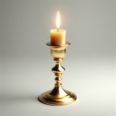 burning golden candle in a candlestick
