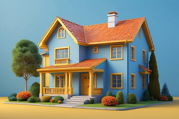 3d rendering of a cute house