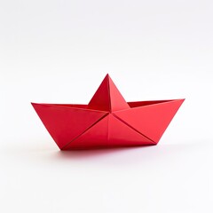 red paper boat on white background