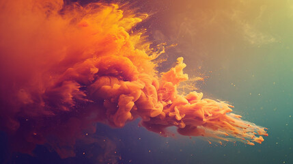 Obraz premium Image of Colorful Powder Explosion on Background. The unity of rainbow colors and the moment of explosion