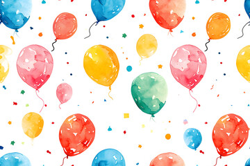 Fototapeta na wymiar Watercolor seamless pattern with colorful balloons