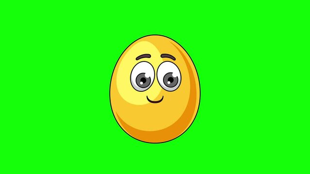 golden egg cartoon with a smiling face with heart eyes, emoji emoticon animation