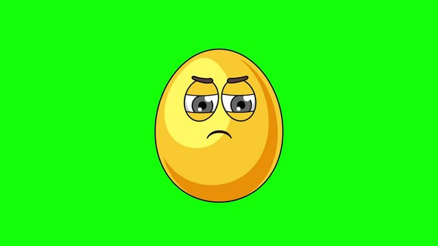 Angry emoticon of golden egg character, loop animation emoji