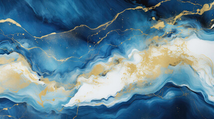 Fototapeta na wymiar Luxury blue abstract background of marble liquid ink art painting