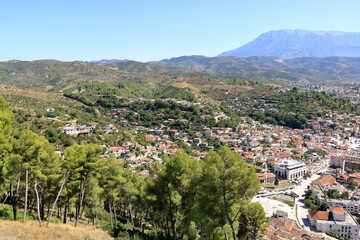 Fototapeta na wymiar View from above to the town Berat Berati in Albania