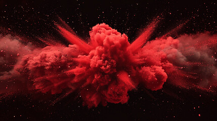 Red Powder Explosion on Black Background. Red Clouds - obrazy, fototapety, plakaty