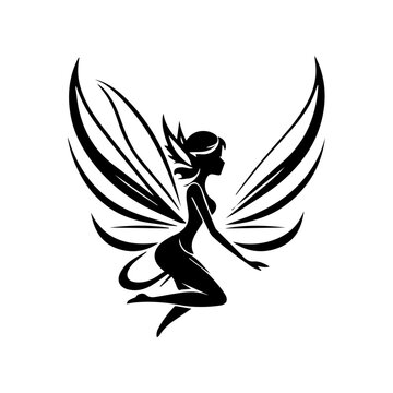 fairy silhouette illustration,fairy logo icon design illustration template