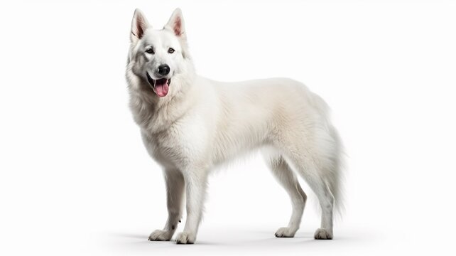 White swiss shepherd dog full body realistic image Ai generated art