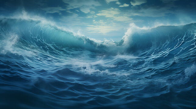 Sky with waves, Split underwater view with sunny sky and serene sea, water of tropical sea, Ai generated image