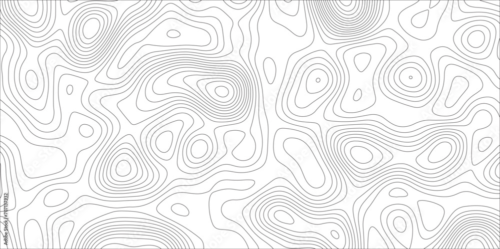Aufkleber Ocean topographic line map with curvy wave isolines vector illustration. Abstract topographic contours map background, Vector contour topographic map. Cartography texture abstract banner use..