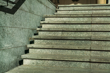 staircase architecture: detail of the external staircase leading to the floors, with tread and...