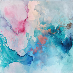 Abstract watercolor hand painted background in blue, purple, pink ,teal watercolors.Perfect for wallpapers ,print, background 