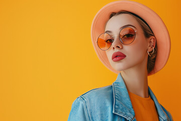 Young beautiful woman portrait isolated on color background 