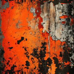 Fototapeta premium Edgy and distressed grunge texture background in orange neon. Perfect for wallpapers ,print, background 