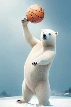 a cute polar bear playing ball ai generated photos