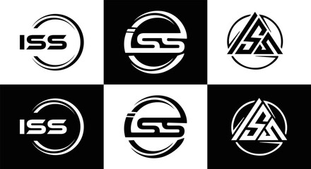 ISS logo. I S S design. White ISS letter. ISS, I S S letter logo design. Initial letter ISS letter logo set, linked circle uppercase monogram logo. I S S letter logo vector design.	
