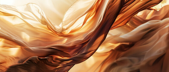 Brown silk or satin wavy abstract background with blank space for text.