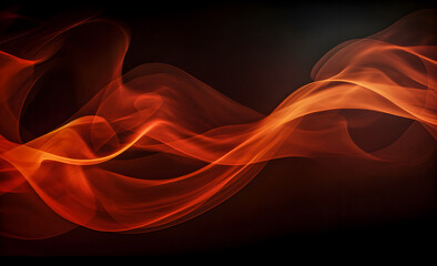 Abstract beautiful patterns of billowing orange smoke on a dark background