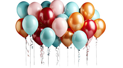  Many colorful baloons flying on transparent background