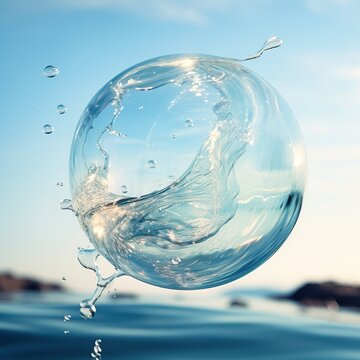 Bulle en suspension sur l'eau