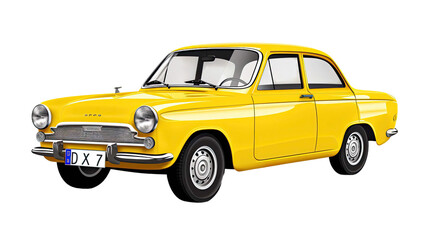 yellow car on transparent background