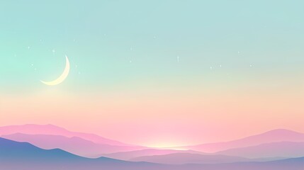 Crescent moon and star with pastel colors
