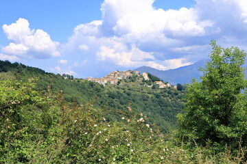 Fototapeta na wymiar Poggio-di-Venaco, charming village nestled in the mountains of Corsica, France