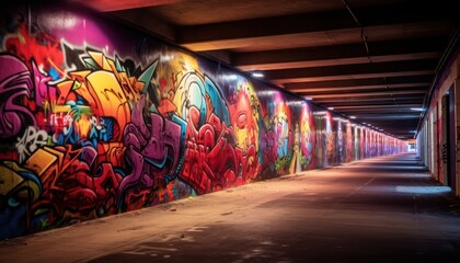 Vibrant Street Art, A Colorful Graffiti Wall Full of Expression