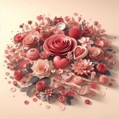 Obraz na płótnie Canvas couple with roses valentines day illustrations 
