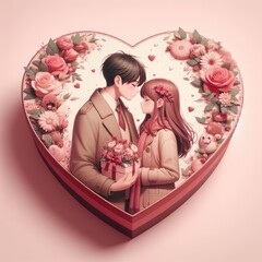 couple with roses valentines day illustrations
