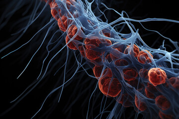 The intricate details of a blood vessel with electron microscopy at 500x zoom, this image is a window into the scientific and medical microscopic world.