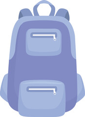 Blue school backpack isolated on white. Simple rucksack for students, back to school and education supplies vector illustration.