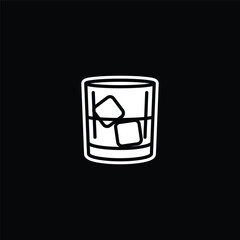 Original vector illustration. The icon of a whiskey glass with ice.