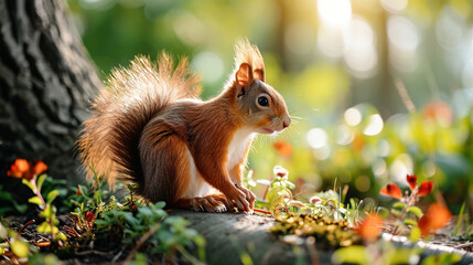 close-up of a squirrel in the park, forest