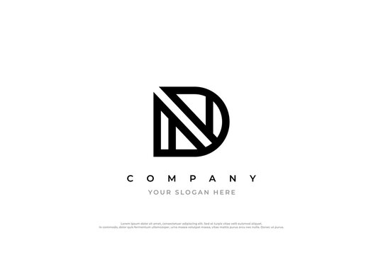 Initial Letter ND Logo or DN Logo Design