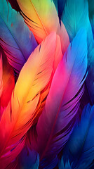 Rainbow colored feathers 