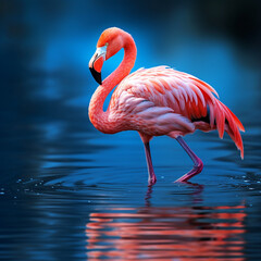 Fotografia con detalle de flamenco con las patas dentro del agua