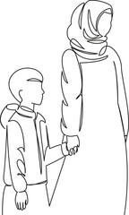 Muslim woman with teenage son