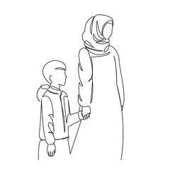 Muslim woman with teenage son