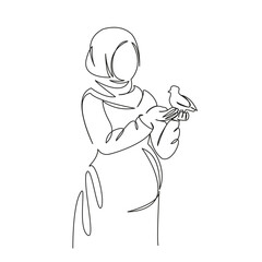 pregnant muslim woman with dove