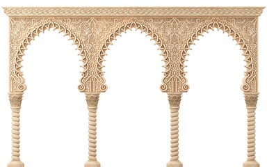 Ornamental carved arch in Indian or Arabic style - obrazy, fototapety, plakaty