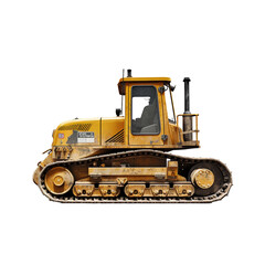 Illustration of a solitary bulldozer isolated on transparent background