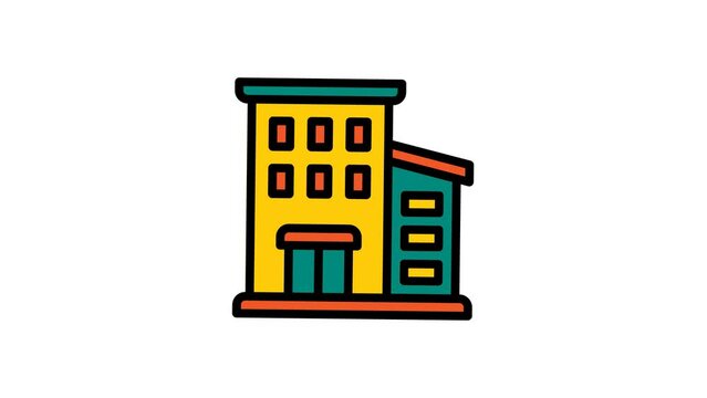 Office Building Video Footage Animation Vector Filled Line Icon, suitable for business or investment or office purpose.	