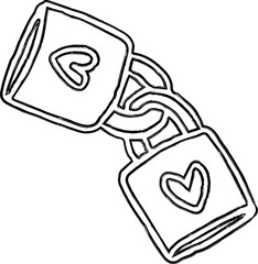 Castle with heart doodle valentines day decoration and design.