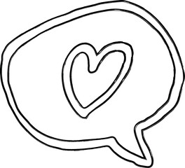 Speech bubble with heart doodle valentines day decoration and design.