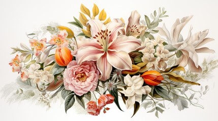 Obraz na płótnie Canvas bouquet of flowers on white