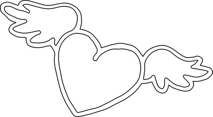 Heart with wings valentines day decoration and design.