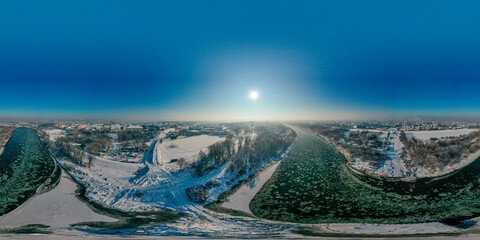 Nowy Sącz, panorama 360, zima - obrazy, fototapety, plakaty